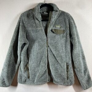 L.L. Bean Women's Hi Pile Fleece Jacket Sz Med Olive Green Hike Camp Gorpcore